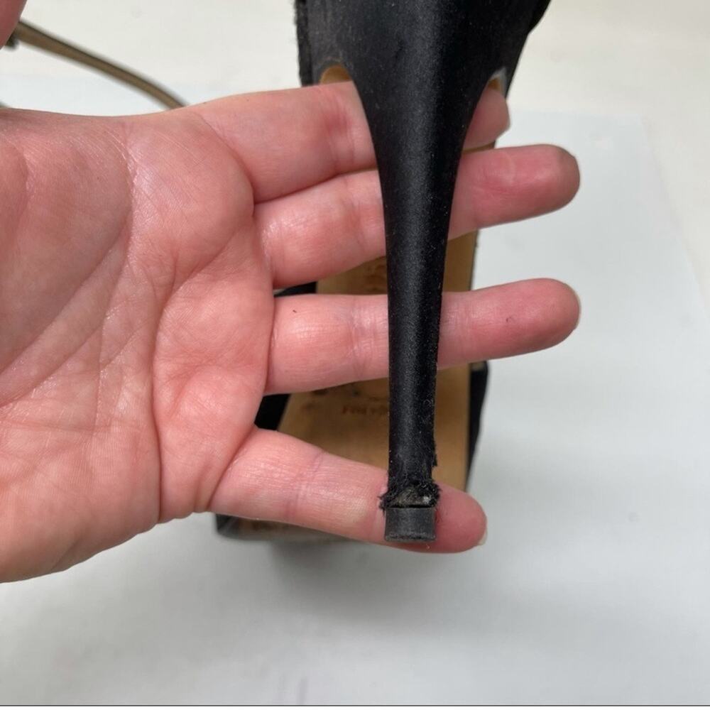 Yves Saint Laurent Vintage black satin platform ultra high heels size 39.5 - Picture 12 of 12